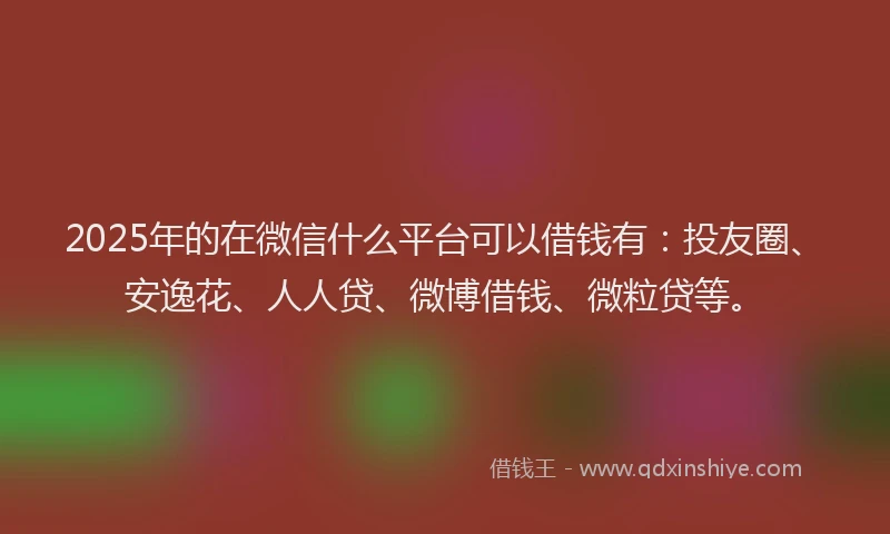 2025年的在微信什么平台可以借钱有：投友圈、安逸花、人人贷、微博借钱、微粒贷等。