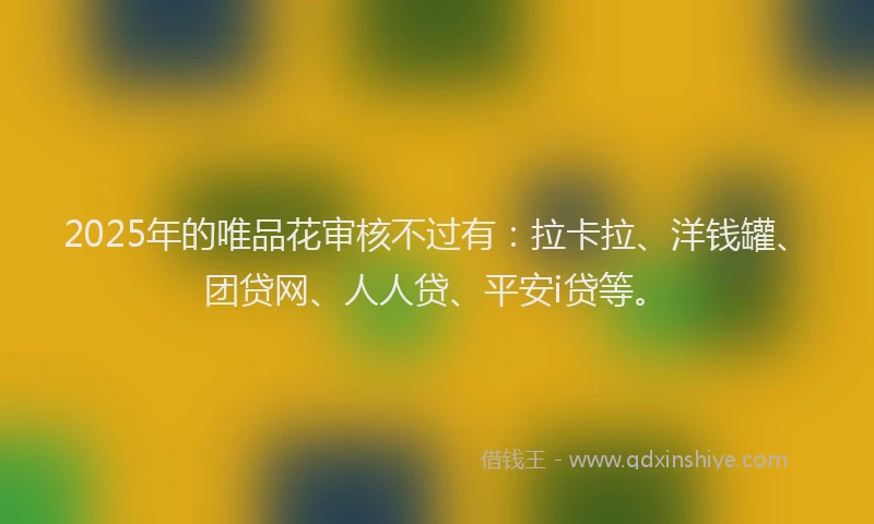 2025年的唯品花审核不过有：拉卡拉、洋钱罐、团贷网、人人贷、平安i贷等。