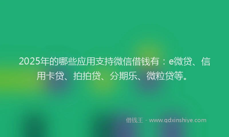 2025年的哪些应用支持微信借钱有：e微贷、信用卡贷、拍拍贷、分期乐、微粒贷等。