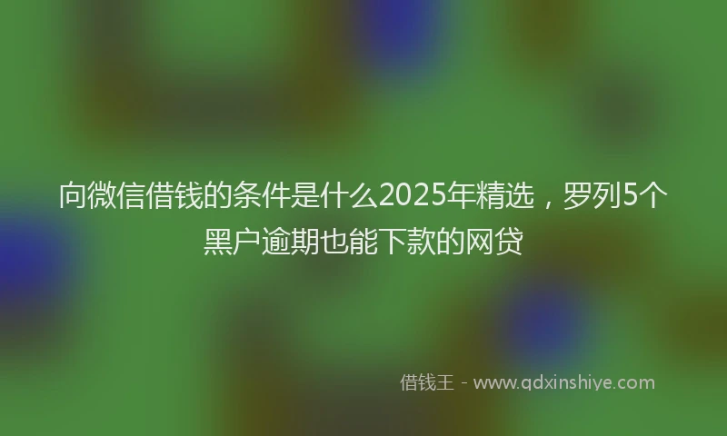 向微信借钱的条件是什么2025年精选，罗列5个黑户逾期也能下款的网贷