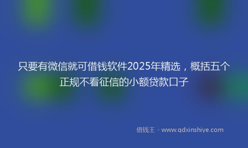 只要有微信就可借钱软件2025年精选，概括五个正规不看征信的小额贷款口子