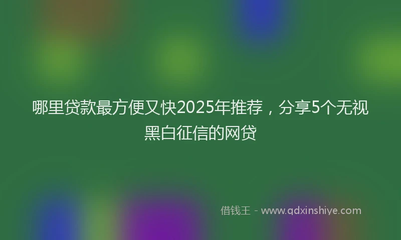 哪里贷款最方便又快2025年推荐，分享5个无视黑白征信的网贷