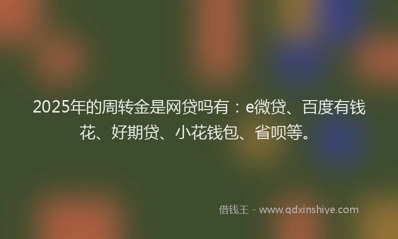 2025年的周转金是网贷吗有：e微贷、百度有钱花、好期贷、小花钱包、省呗等。