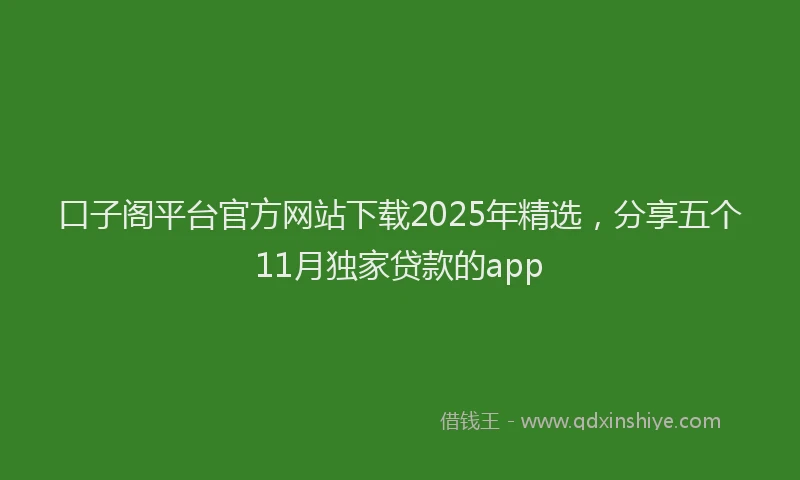口子阁平台官方网站下载2025年精选，分享五个11月独家贷款的app