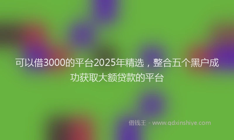 可以借3000的平台2025年精选，整合五个黑户成功获取大额贷款的平台