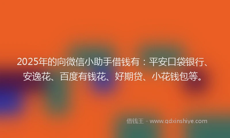 2025年的向微信小助手借钱有：平安口袋银行、安逸花、百度有钱花、好期贷、小花钱包等。