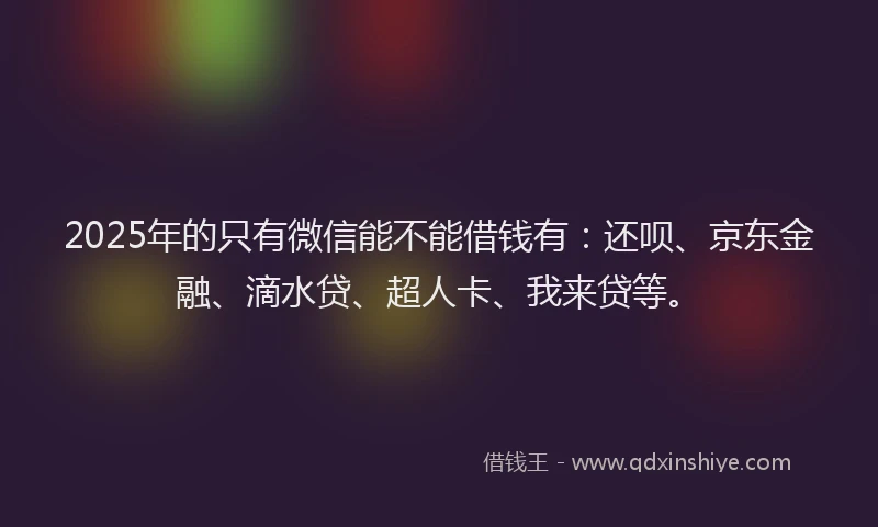 2025年的只有微信能不能借钱有：还呗、京东金融、滴水贷、超人卡、我来贷等。