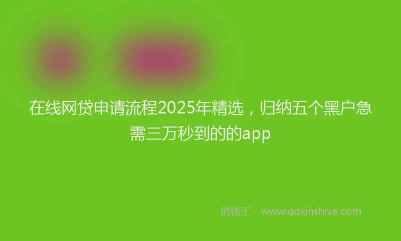 在线网贷申请流程2025年精选，归纳五个黑户急需三万秒到的的app