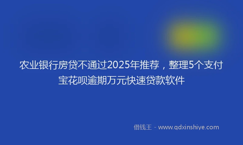 农业银行房贷不通过2025年推荐，整理5个支付宝花呗逾期万元快速贷款软件