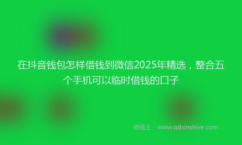 在抖音钱包怎样借钱到微信2025年精选，整合五个手机可以临时借钱的口子