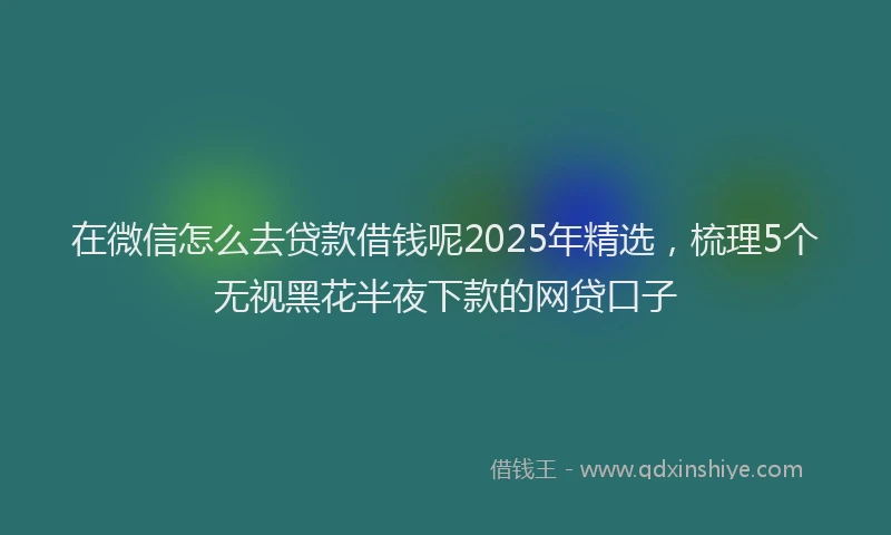 在微信怎么去贷款借钱呢2025年精选，梳理5个无视黑花半夜下款的网贷口子