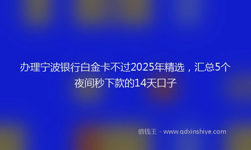 办理宁波银行白金卡不过2025年精选，汇总5个夜间秒下款的14天口子
