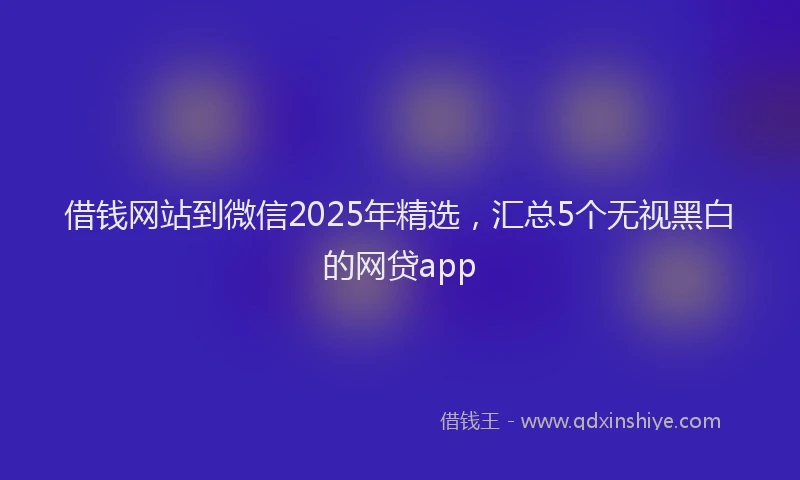 借钱网站到微信2025年精选，汇总5个无视黑白的网贷app