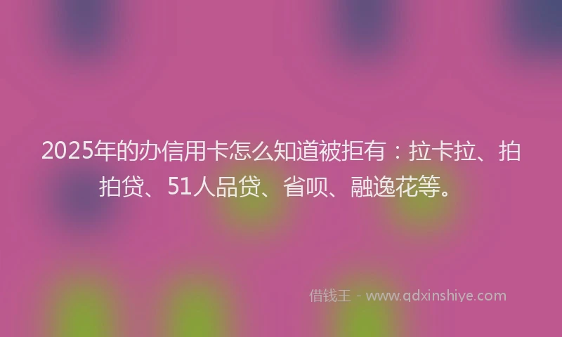 2025年的办信用卡怎么知道被拒有：拉卡拉、拍拍贷、51人品贷、省呗、融逸花等。
