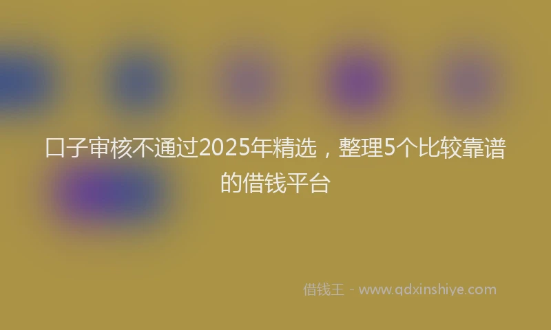 口子审核不通过2025年精选，整理5个比较靠谱的借钱平台
