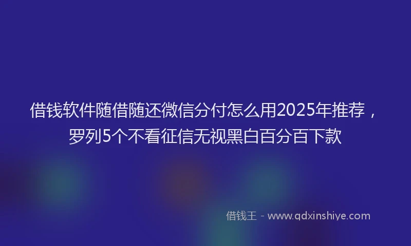 借钱软件随借随还微信分付怎么用2025年推荐，罗列5个不看征信无视黑白百分百下款