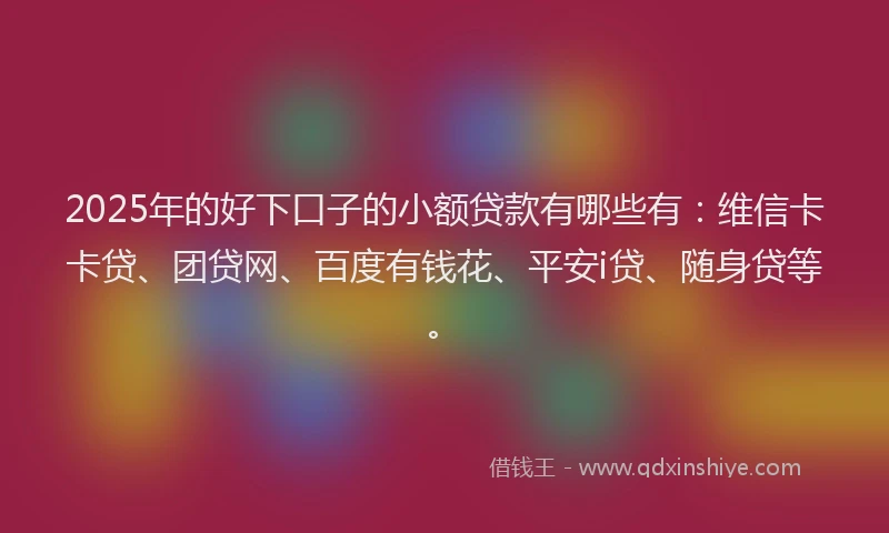 2025年的好下口子的小额贷款有哪些有：维信卡卡贷、团贷网、百度有钱花、平安i贷、随身贷等。