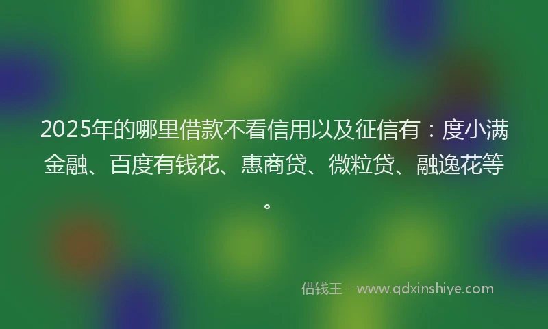 2025年的哪里借款不看信用以及征信有：度小满金融、百度有钱花、惠商贷、微粒贷、融逸花等。