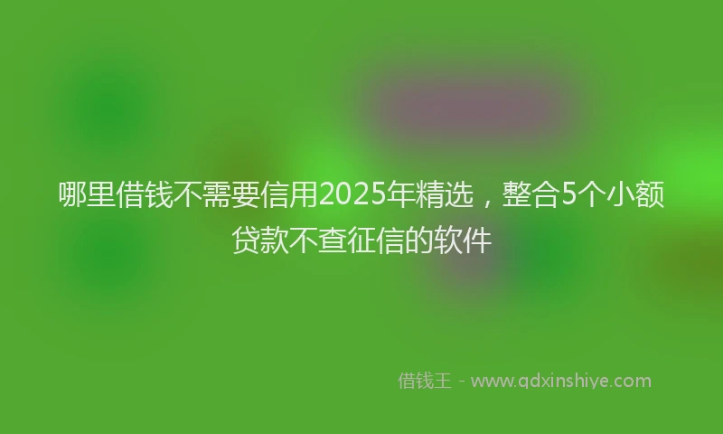 哪里借钱不需要信用2025年精选，整合5个小额贷款不查征信的软件