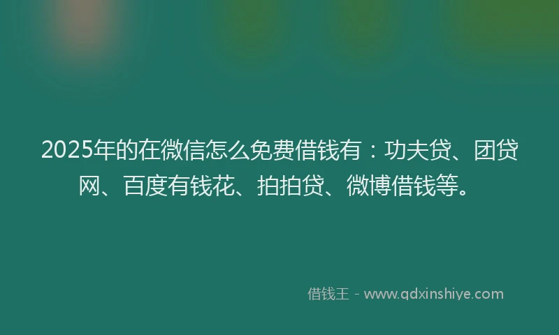 2025年的在微信怎么免费借钱有：功夫贷、团贷网、百度有钱花、拍拍贷、微博借钱等。