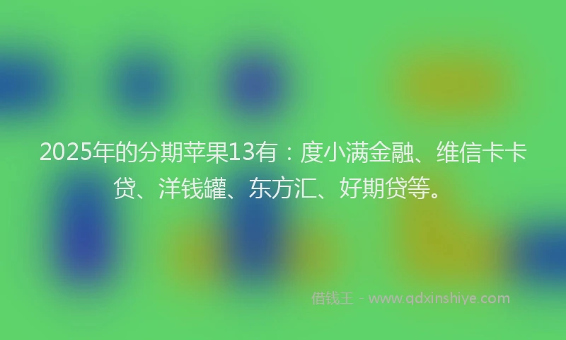 2025年的分期苹果13有：度小满金融、维信卡卡贷、洋钱罐、东方汇、好期贷等。