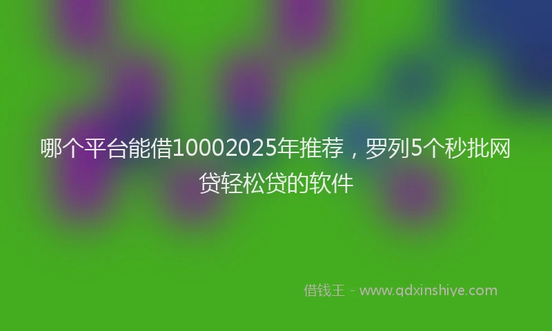 哪个平台能借10002025年推荐，罗列5个秒批网贷轻松贷的软件