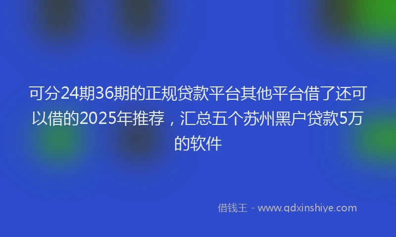 可分24期36期的正规贷款平台其他平台借了还可以借的2025年推荐，汇总五个苏州黑户贷款5万的软件