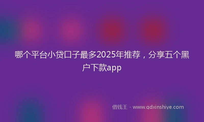 哪个平台小贷口子最多2025年推荐，分享五个黑户下款app