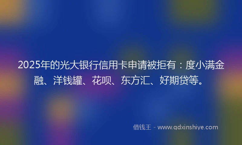 2025年的光大银行信用卡申请被拒有：度小满金融、洋钱罐、花呗、东方汇、好期贷等。