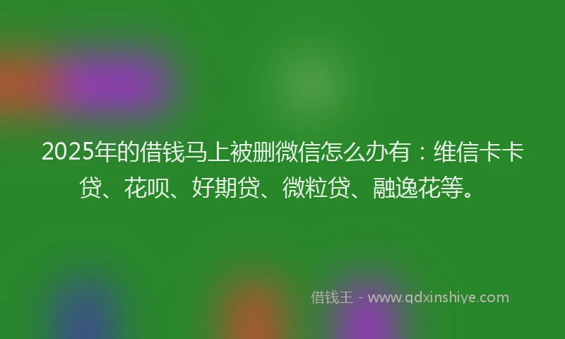 2025年的借钱马上被删微信怎么办有：维信卡卡贷、花呗、好期贷、微粒贷、融逸花等。