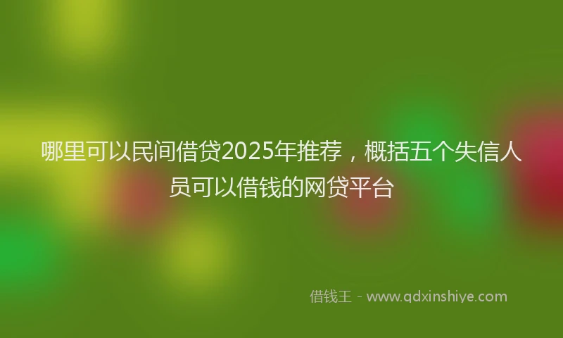哪里可以民间借贷2025年推荐，概括五个失信人员可以借钱的网贷平台