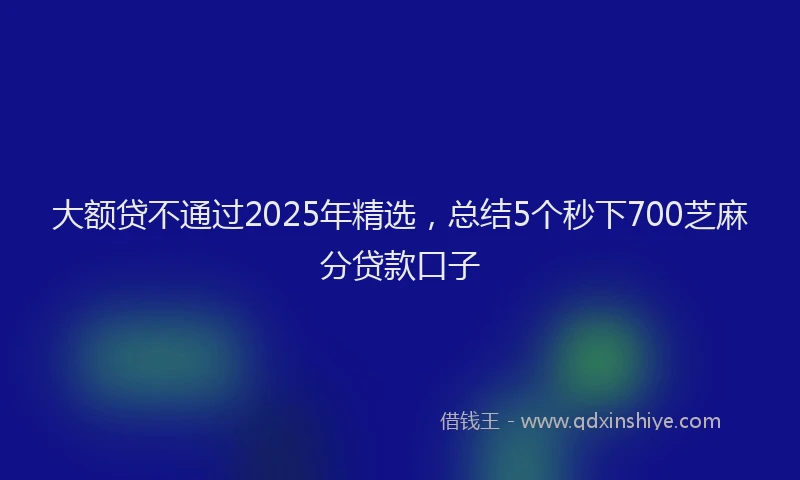 大额贷不通过2025年精选，总结5个秒下700芝麻分贷款口子