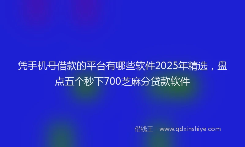 凭手机号借款的平台有哪些软件2025年精选，盘点五个秒下700芝麻分贷款软件