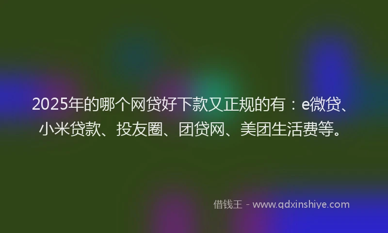 2025年的哪个网贷好下款又正规的有：e微贷、小米贷款、投友圈、团贷网、美团生活费等。