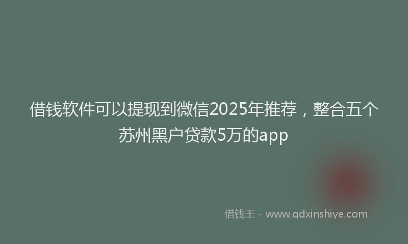 借钱软件可以提现到微信2025年推荐，整合五个苏州黑户贷款5万的app