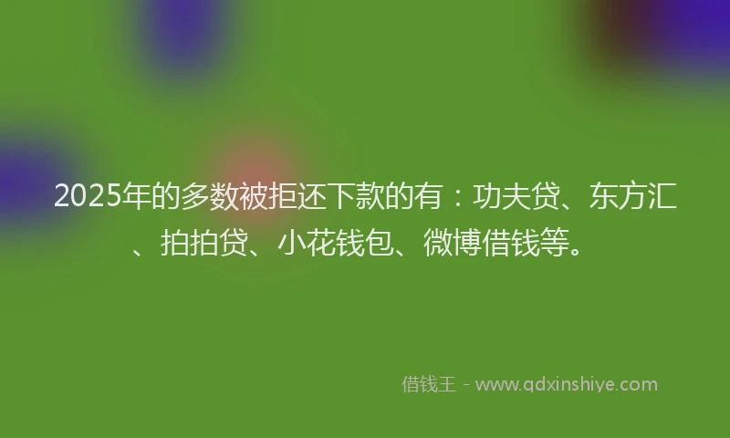 2025年的多数被拒还下款的有：功夫贷、东方汇、拍拍贷、小花钱包、微博借钱等。