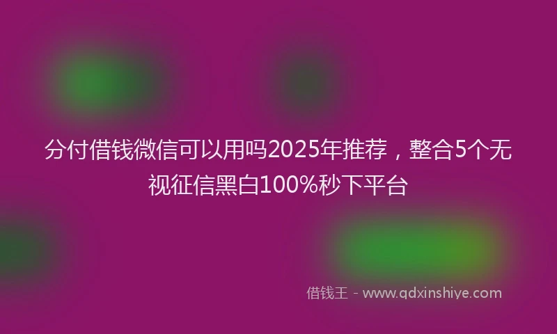 分付借钱微信可以用吗2025年推荐，整合5个无视征信黑白100%秒下平台