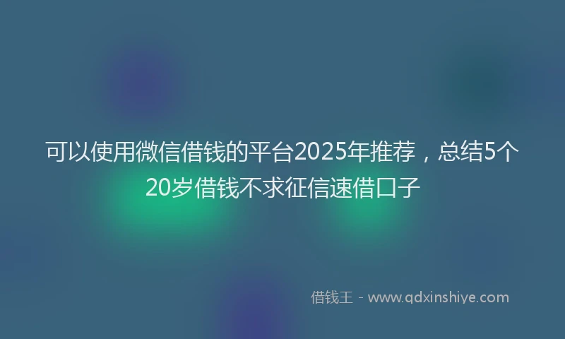 可以使用微信借钱的平台2025年推荐，总结5个20岁借钱不求征信速借口子