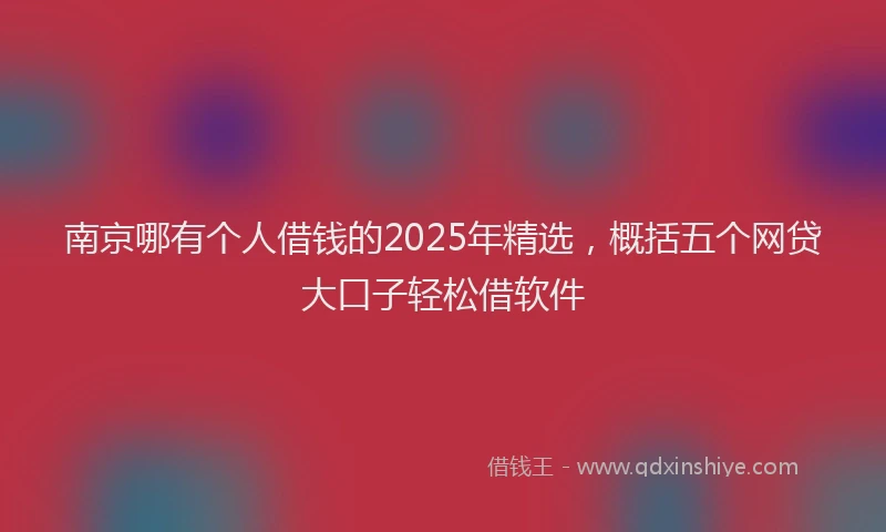 南京哪有个人借钱的2025年精选，概括五个网贷大口子轻松借软件