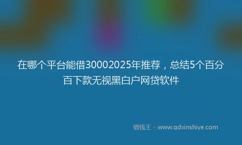 在哪个平台能借30002025年推荐，总结5个百分百下款无视黑白户网贷软件