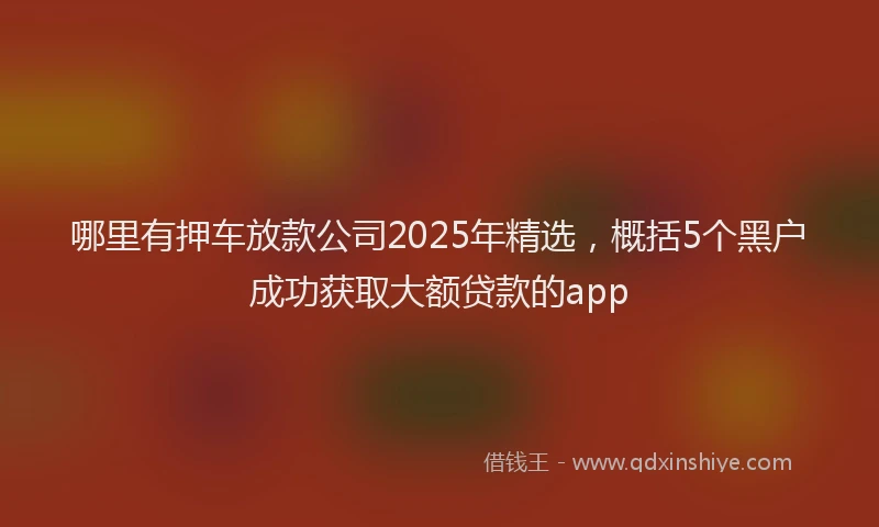 哪里有押车放款公司2025年精选，概括5个黑户成功获取大额贷款的app