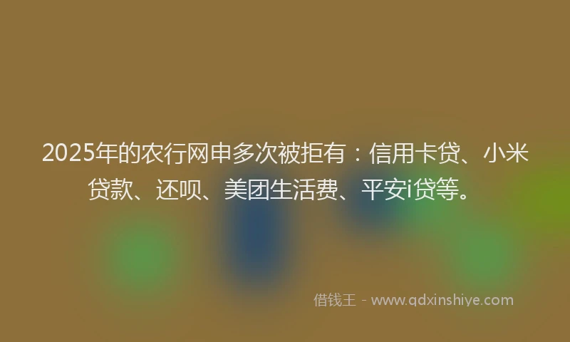2025年的农行网申多次被拒有：信用卡贷、小米贷款、还呗、美团生活费、平安i贷等。