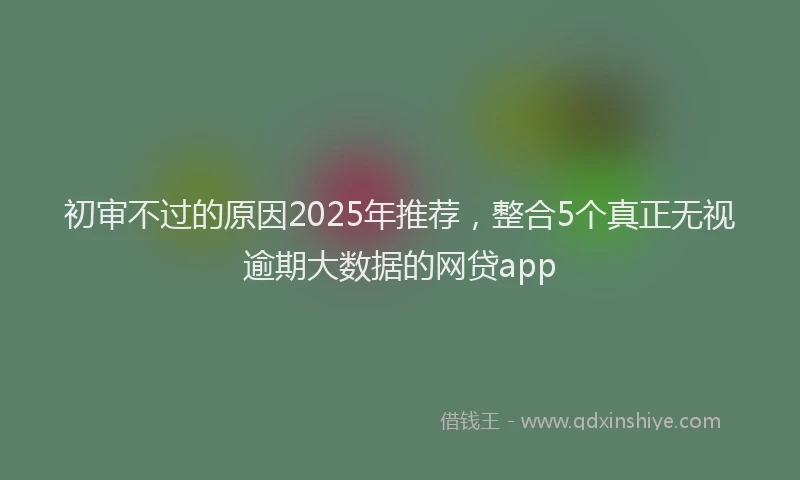 初审不过的原因2025年推荐，整合5个真正无视逾期大数据的网贷app