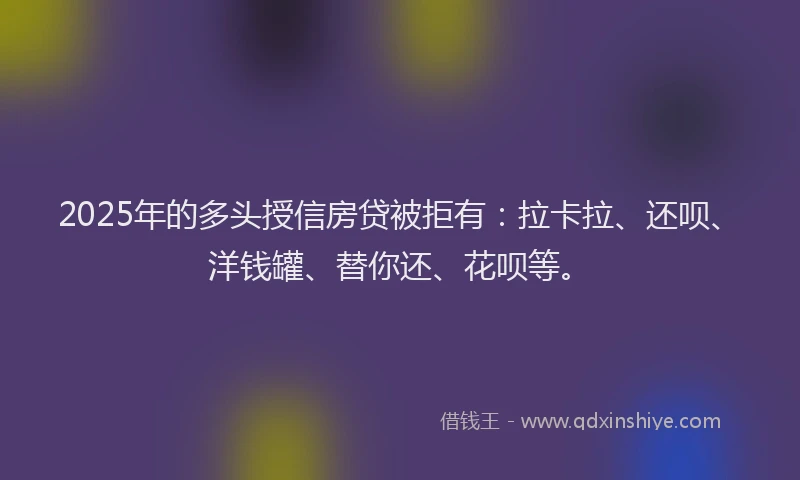 2025年的多头授信房贷被拒有：拉卡拉、还呗、洋钱罐、替你还、花呗等。