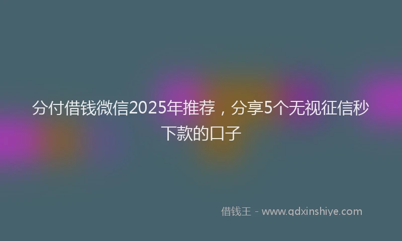 分付借钱微信2025年推荐，分享5个无视征信秒下款的口子
