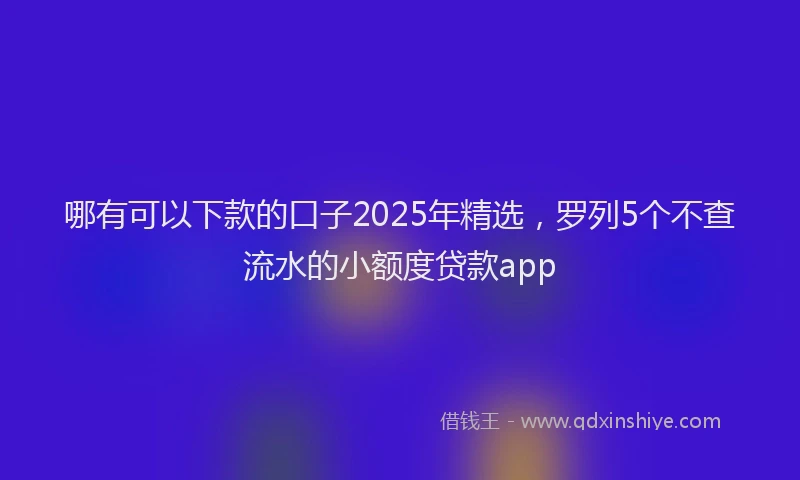 哪有可以下款的口子2025年精选，罗列5个不查流水的小额度贷款app