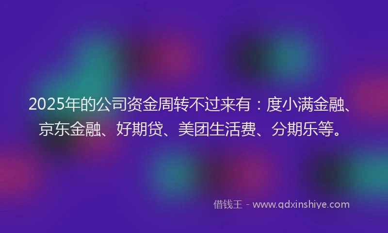2025年的公司资金周转不过来有：度小满金融、京东金融、好期贷、美团生活费、分期乐等。