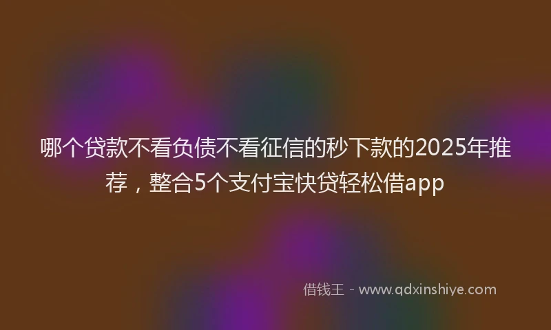 哪个贷款不看负债不看征信的秒下款的2025年推荐，整合5个支付宝快贷轻松借app