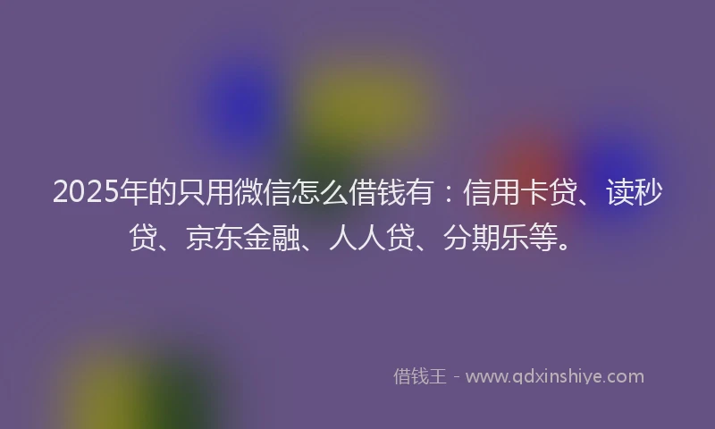 2025年的只用微信怎么借钱有：信用卡贷、读秒贷、京东金融、人人贷、分期乐等。