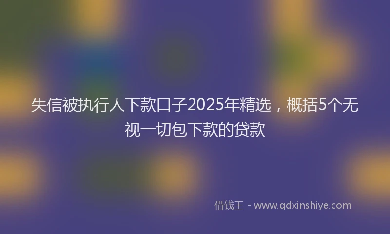 失信被执行人下款口子2025年精选，概括5个无视一切包下款的贷款